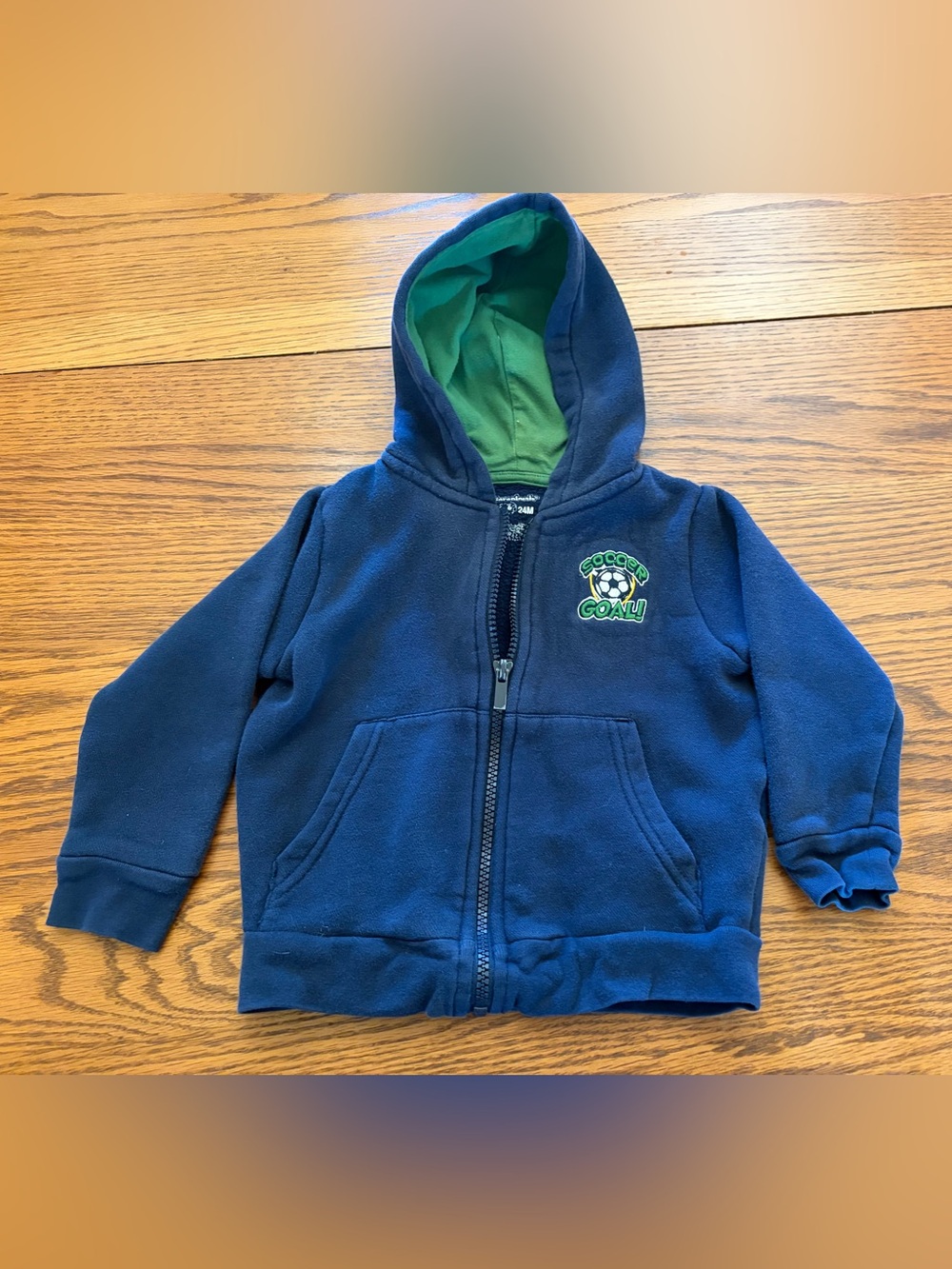 Garanimals Navy Blue Zip-Up Hoodie with Green Lined Hood